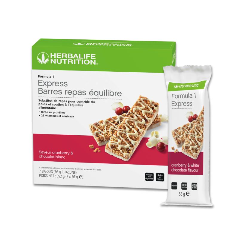 Barres Repas Équilibre Formula 1 Express Saveur Cranberry & Chocolat Blanc 7 x 56g